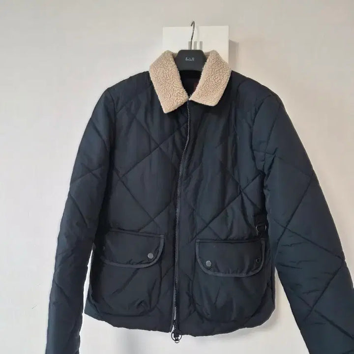 [BUNJANG] Barbour Quilted Jacket Black Sherpa Collar Large / 바버 퀼팅 자켓 블랙 뽀글이 카라 라지