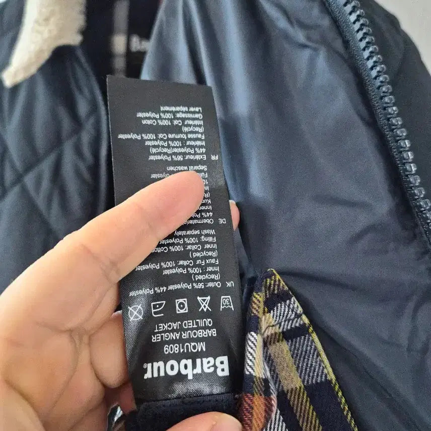 [BUNJANG] Barbour Quilted Jacket Black Sherpa Collar Large / 바버 퀼팅 자켓 블랙 뽀글이 카라 라지