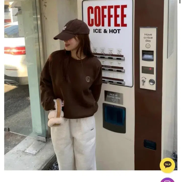 [BUNJANG] Onpal Power Warm Hug Sweatshirt Brown / 온팔 파워웜허그 맨투맨 브라운