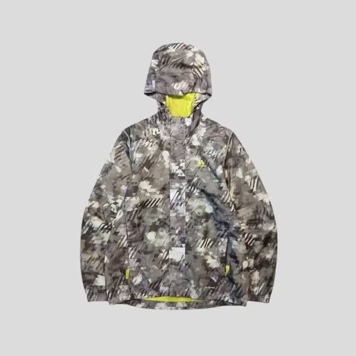 [BUNJANG] Adidas Outdoor Grey Reflective Logo Geometric Pattern Jacket / 아디다스 아웃도어 그레이 네온형광 리플렉티브 로고 기하학패턴 클라이마프루