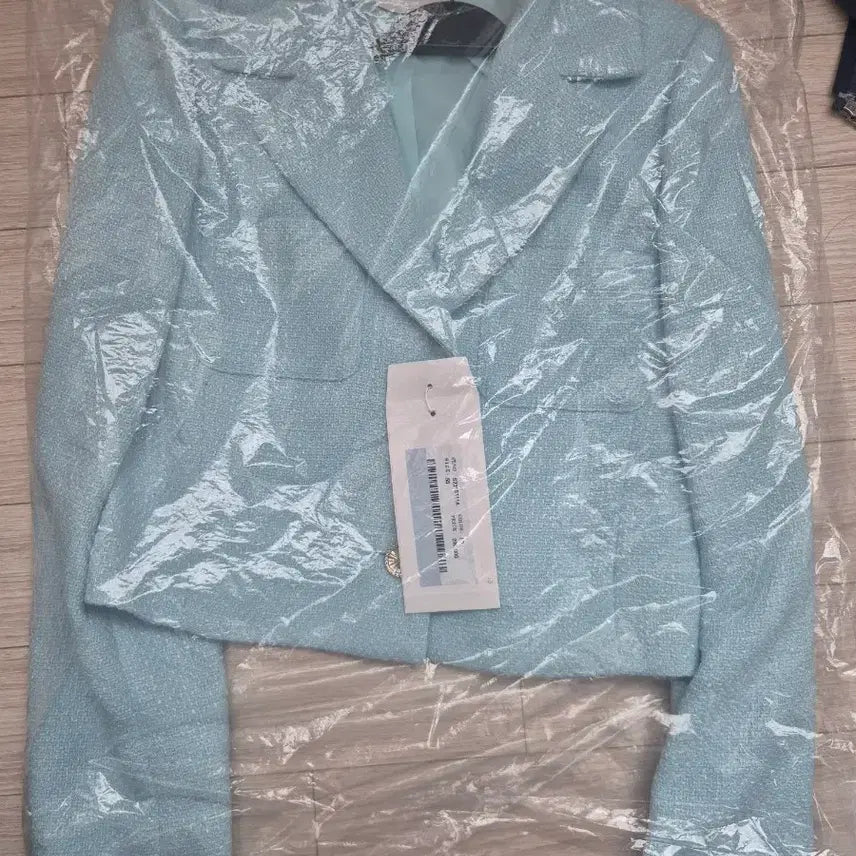 [BUNJANG] Satin Mint Tweed Crop Jacket (Size 55) / 샤틴 크롭 트위드 자켓 민트색 사이즈55 새상 품