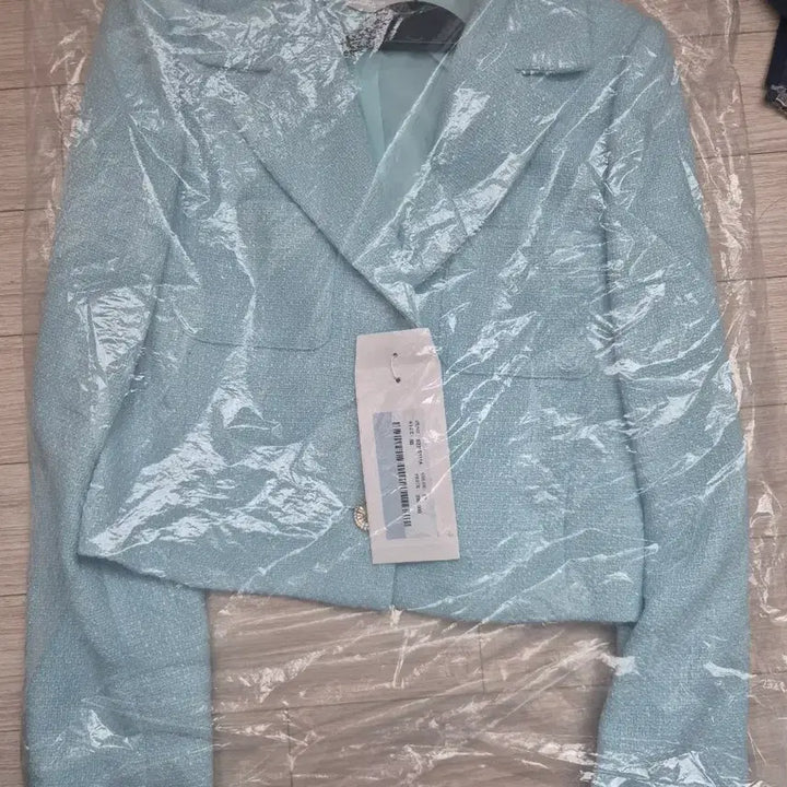 [BUNJANG] Satin Mint Tweed Crop Jacket (Size 55) / 샤틴 크롭 트위드 자켓 민트색 사이즈55 새상 품
