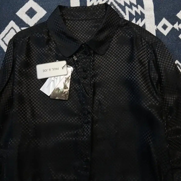 [BUNJANG] PAUL &amp; JOE Checkered Pattern Blouse / PAUL &amp; JOE 블랙 반광 체커보드 체크패턴 긱시크 고딕 고스 비스코