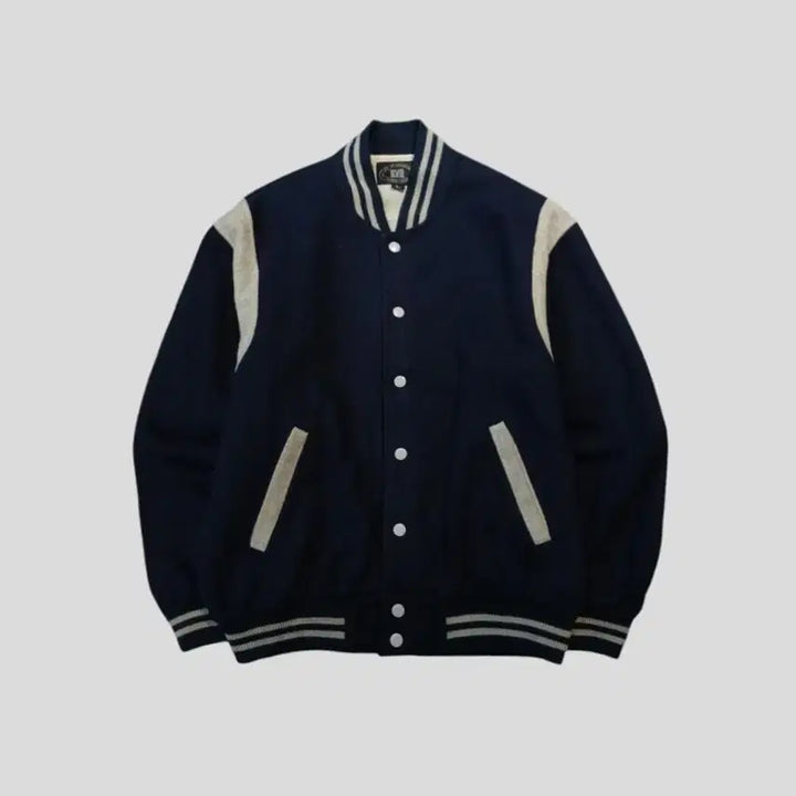 [BUNJANG] Vintage 90s Varsity Jacket / 빈티지 90s JP 네이비 그레이 배색 올드스쿨 모직 울블렌드 바시티자켓