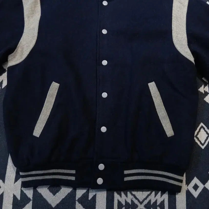 [BUNJANG] Vintage 90s Varsity Jacket / 빈티지 90s JP 네이비 그레이 배색 올드스쿨 모직 울블렌드 바시티자켓