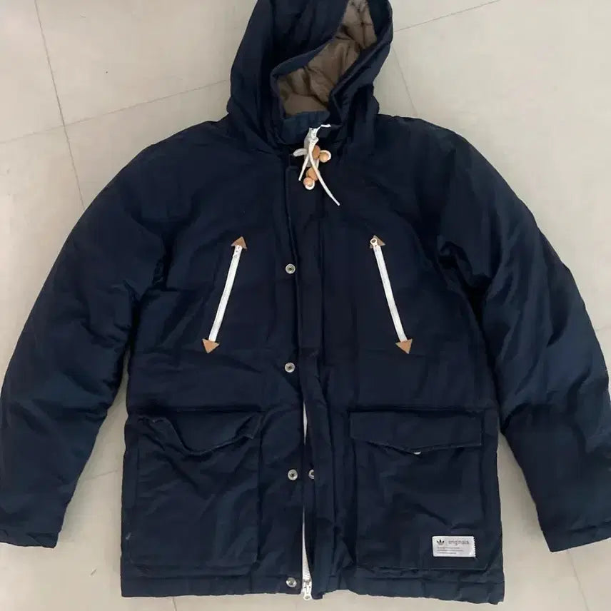 [BUNJANG] Adidas Navy Hooded Padded Jumper / 아디다스 네이비 후드 패딩 점퍼
