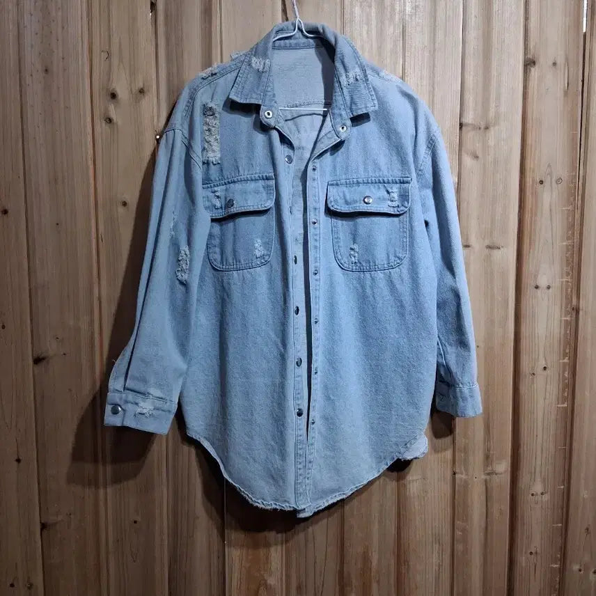 [BUNJANG] Generic Denim Shirt / 데미지 데님 셔츠 남방 청남방