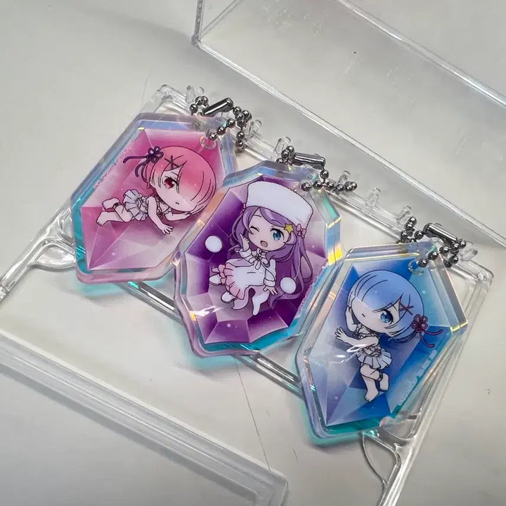 [BUNJANG] Re:Zero Rem Ram Anastasia Hologram Keyring Set / 리제로 렘 람 아나스타시아 홀로그램 키링 쿠지 G상