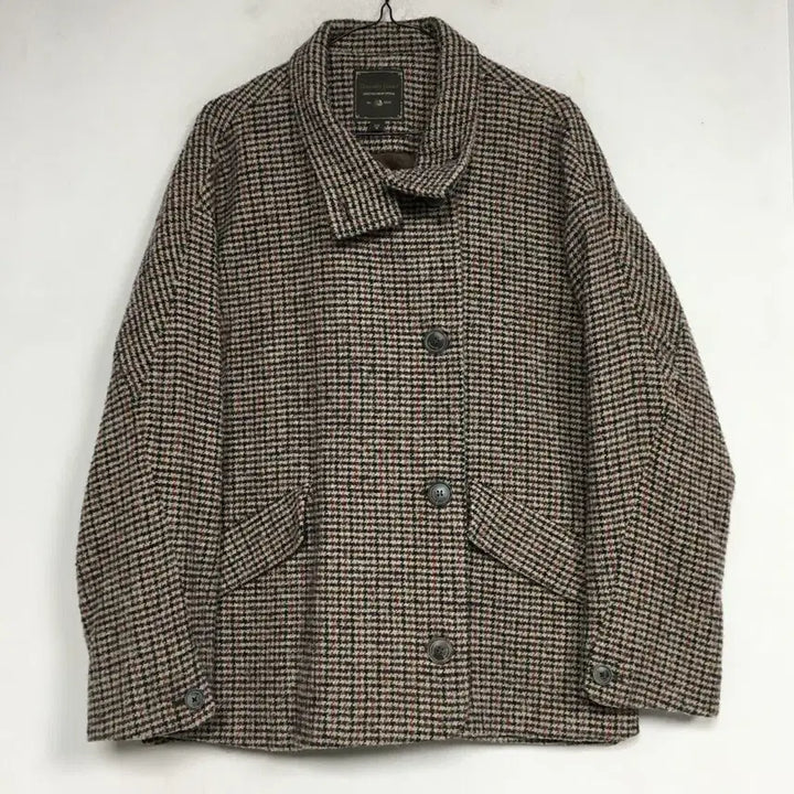 [SOLD OUT] 써스데이아일랜드 하이넥 체크 코트 M