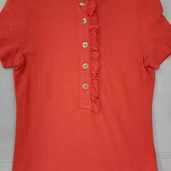 [BUNJANG] Tory Burch Frill Polo Shirt (XS) / 레드 프릴 반팔 카라 티셔츠