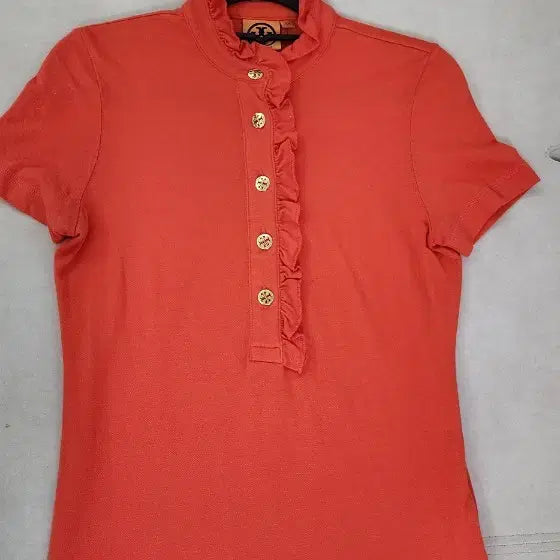 [BUNJANG] Tory Burch Frill Polo Shirt (XS) / 레드 프릴 반팔 카라 티셔츠
