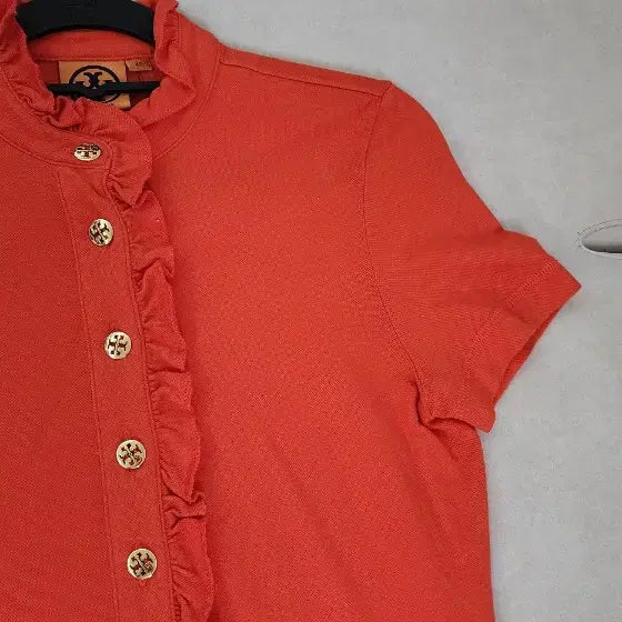 [BUNJANG] Tory Burch Frill Polo Shirt (XS) / 레드 프릴 반팔 카라 티셔츠