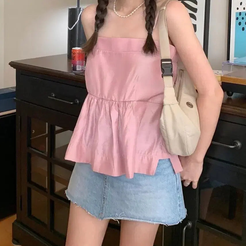 [BUNJANG] Shopmagnet Tender Sleeveless Pink Top / 샵마그넷 슬리브리스 핑크
