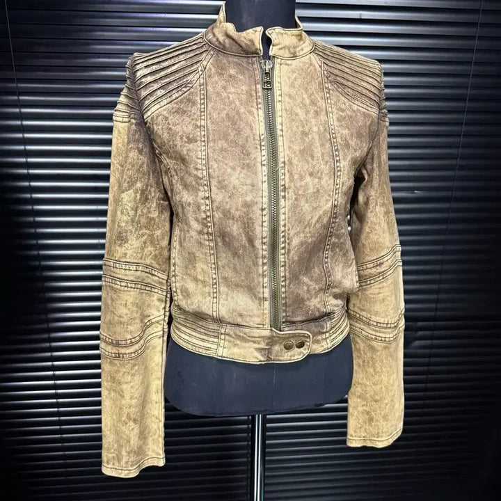 [BUNJANG] Mango Jeans Biker Washed Denim Crop Jacket / 망고 진스 바이커 워싱 데님 라이더 크롭 자켓 펑크 락시크 갸루 로리걸
