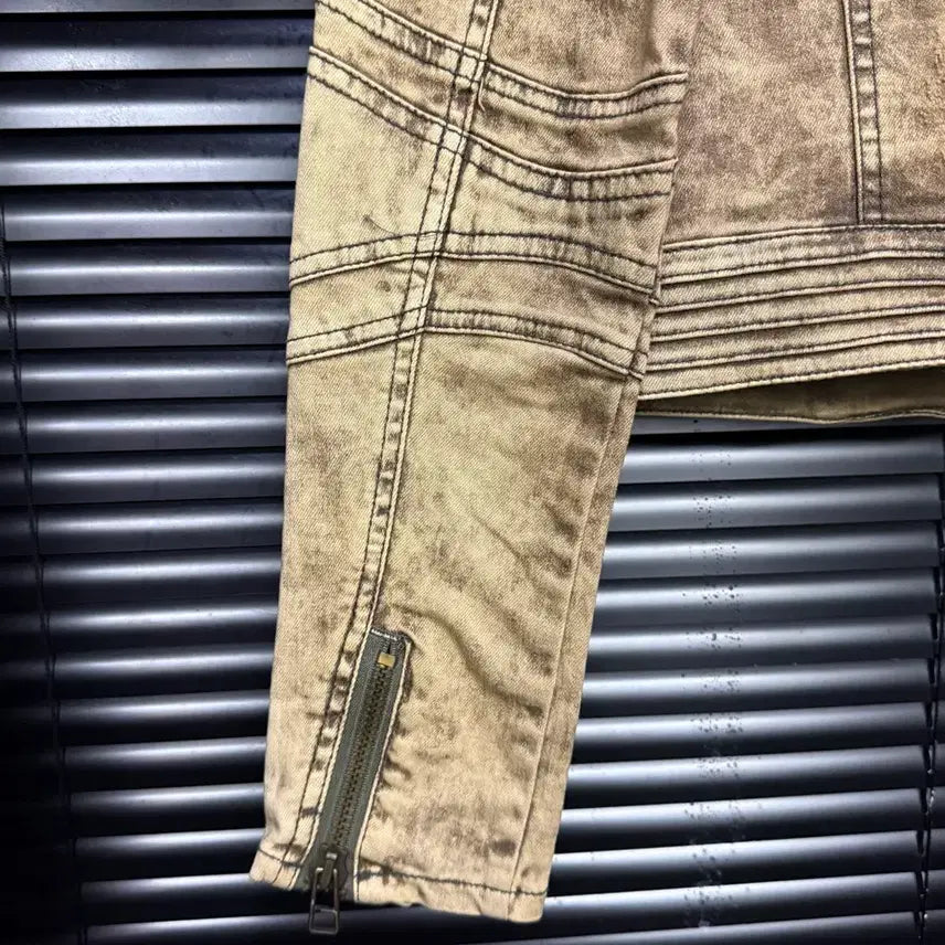 [BUNJANG] Mango Jeans Biker Washed Denim Crop Jacket / 망고 진스 바이커 워싱 데님 라이더 크롭 자켓 펑크 락시크 갸루 로리걸