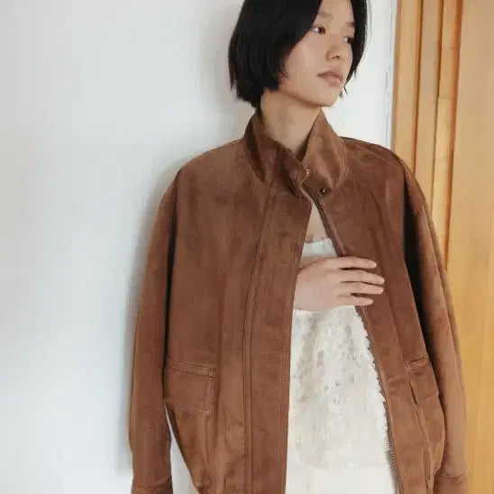 [BUNJANG] Monoha Suede High Neck Jumper Camel / (새상품) 모노하 스웨이드 하이넥 점퍼 카멜