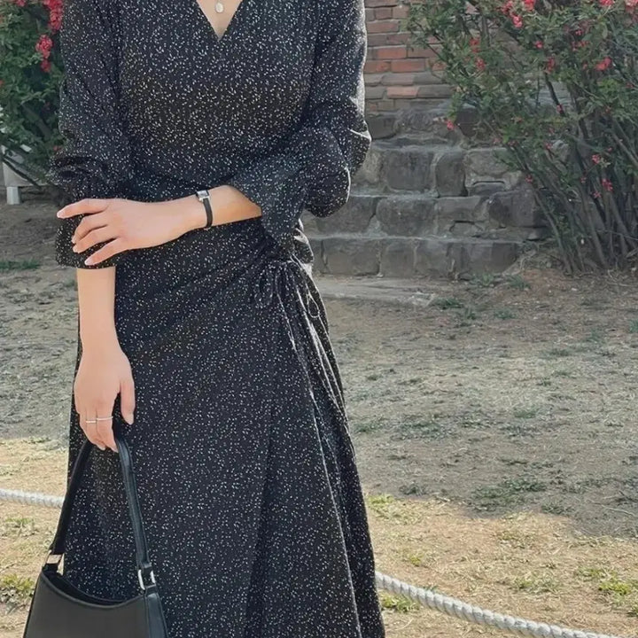 [SOLD OUT] 블랙 패턴 롱원피스(새상품)