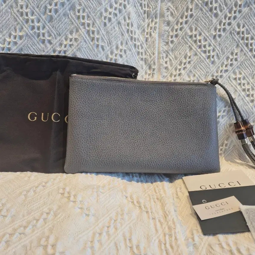 [BUNJANG] Gucci Bamboo Clutch Medium Grey / 구찌 뱀부 클러치 미듐 그레이