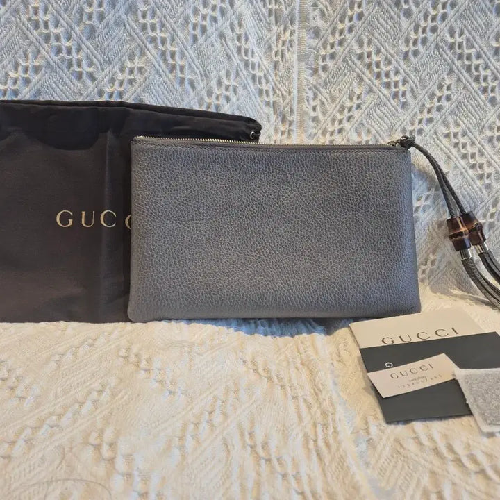 [BUNJANG] Gucci Bamboo Clutch Medium Grey / 구찌 뱀부 클러치 미듐 그레이