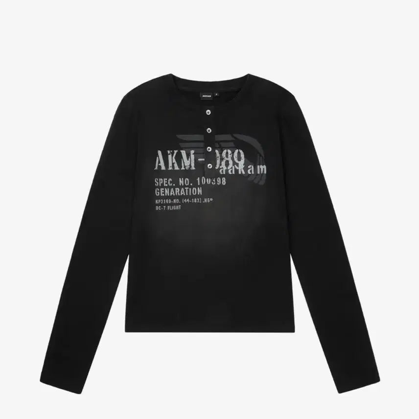 [BUNJANG] Arkam Button Lettering Long Sleeve / 아캄 Button Lettering 롱슬리브