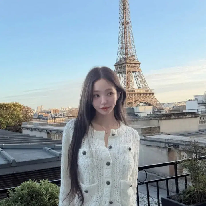 [BUNJANG] Kinda Me Tweed Knit Cardigan Jacket - Ivory / 카인다미 트위드 니트 가디건 자켓 아이보리-F