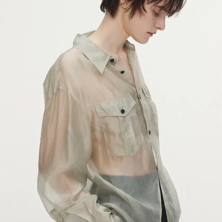 [BUNJANG] Tony Wack Oversized Sheer Shirt - Pale Green / 토니 왁 오버사이즈드 쉬어 셔츠 페일그린