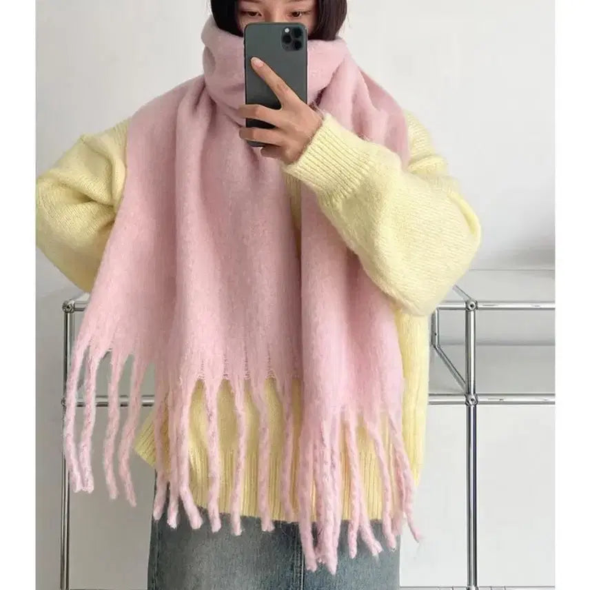 [BUNJANG] Muji Thick Big Muffler Scarf Pink / 무지 도톰 빅 머플러 목도리 핑크