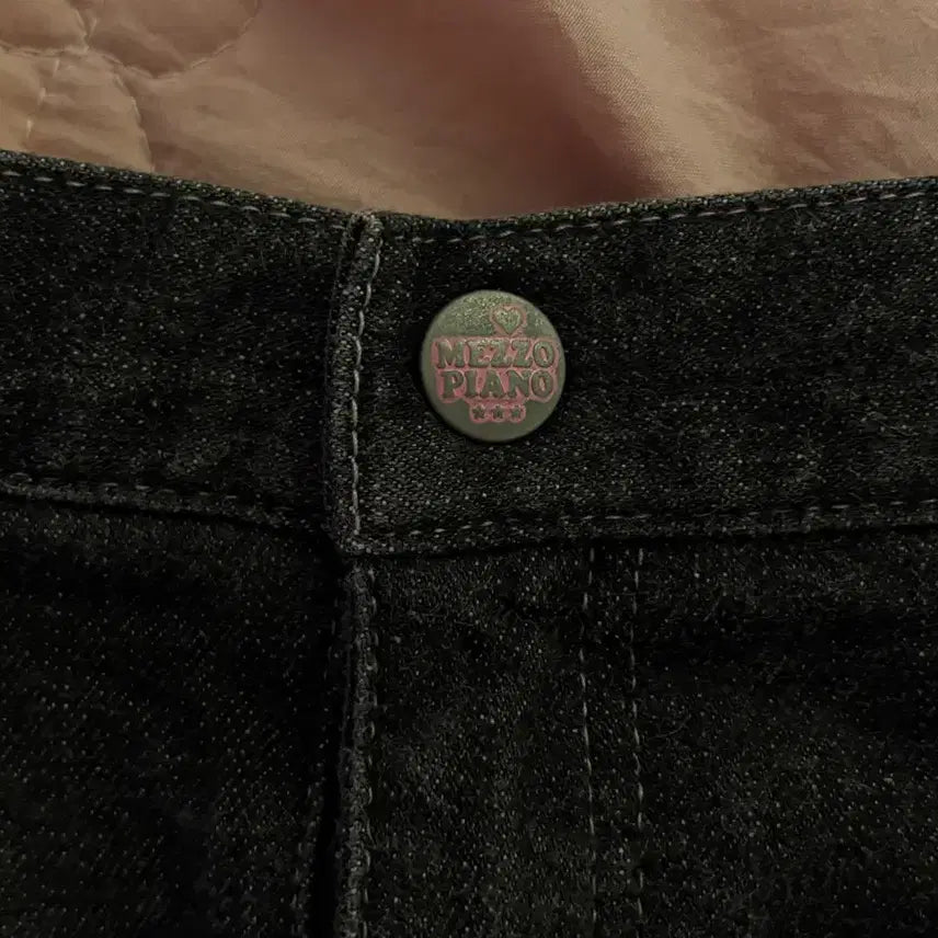 [BUNJANG] Mezzo Piano Pink Stitch Denim Pleated Skirt / 메조피아노 핑크 스티치 데님 플리츠 스커트 속치마O