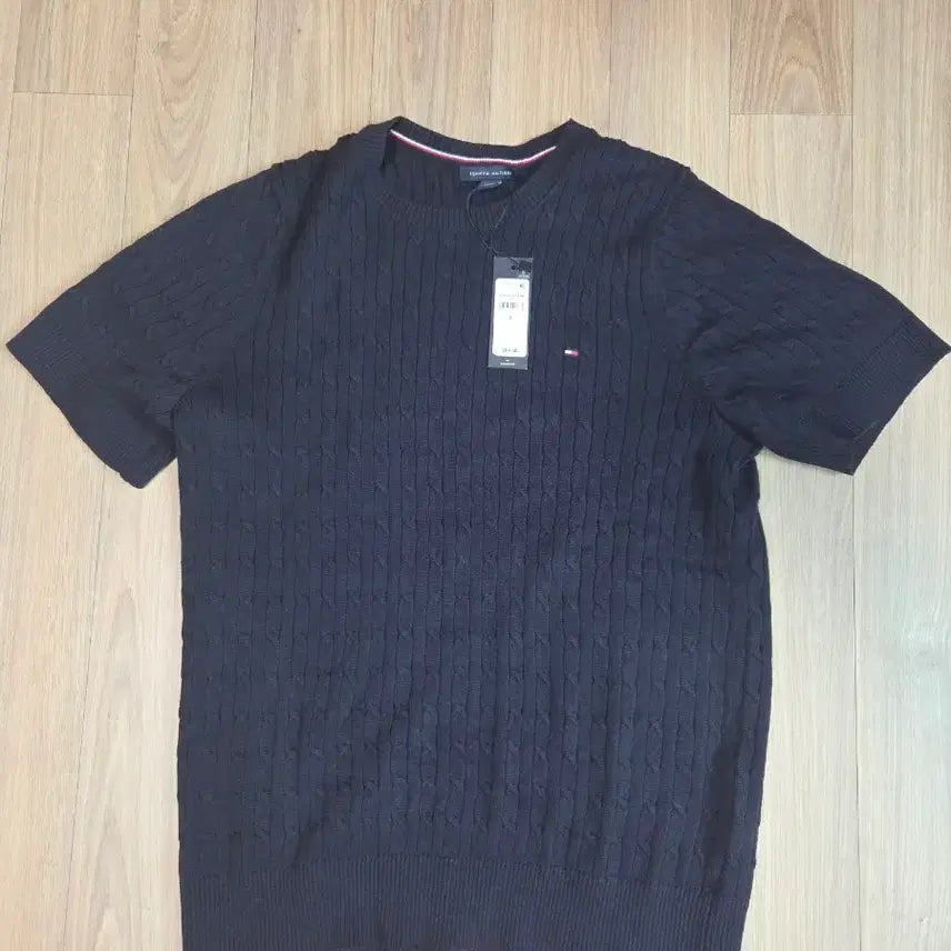 [SOLD OUT] 타미힐피거 네이비 케이블 반팔 니트  SIZE:L