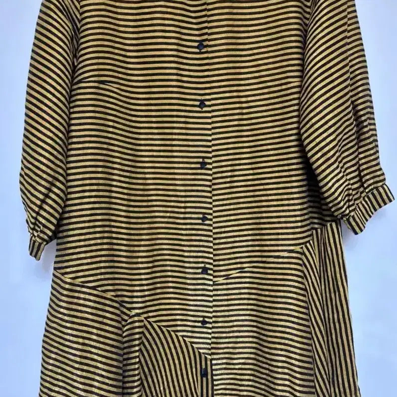 [BUNJANG] Black Striped Shirt Dress / 스트라이프 셔츠형 원피스