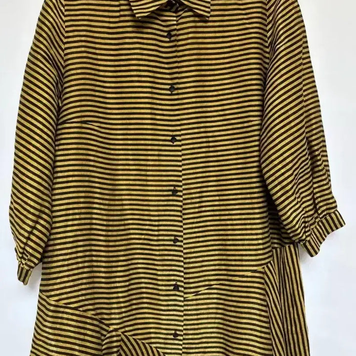 [BUNJANG] Black Striped Shirt Dress / 스트라이프 셔츠형 원피스