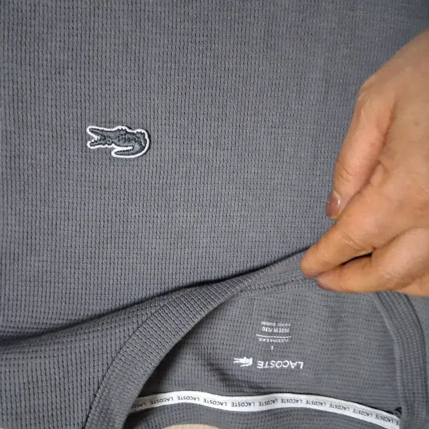 [BUNJANG] Lacoste Waffle Knit Long Sleeve T-shirt / 라코스테 와플 긴팔 티셔츠 그레이
