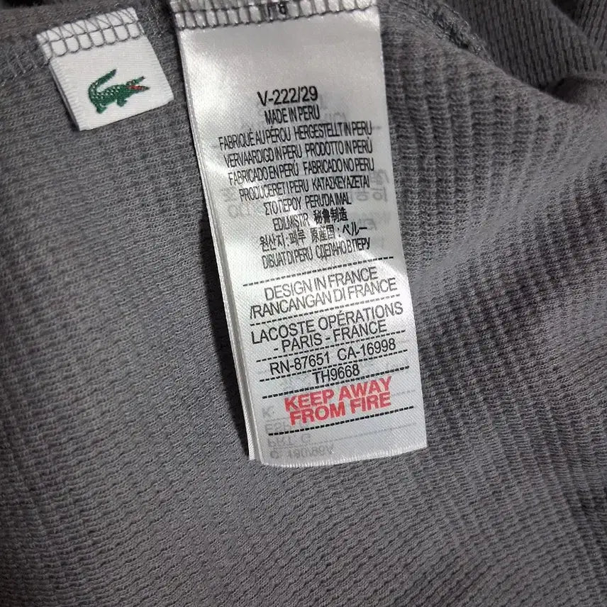 [BUNJANG] Lacoste Waffle Knit Long Sleeve T-shirt / 라코스테 와플 긴팔 티셔츠 그레이