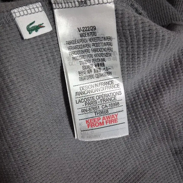 [BUNJANG] Lacoste Waffle Knit Long Sleeve T-shirt / 라코스테 와플 긴팔 티셔츠 그레이