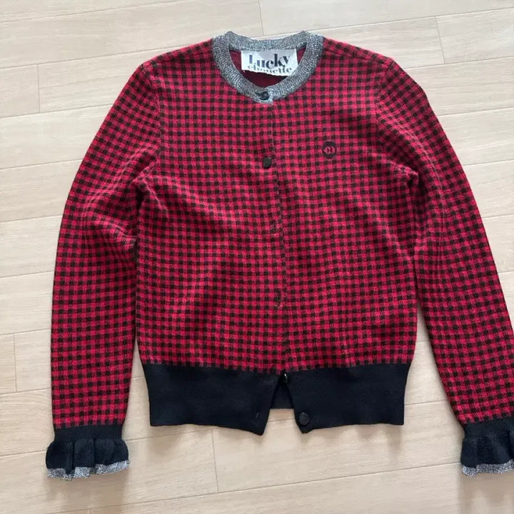 [SOLD OUT] 럭키슈에뜨 레드 블랙 체크 가디건