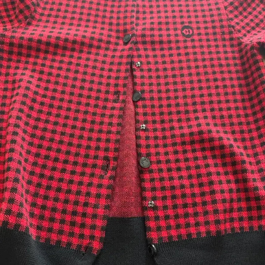 [SOLD OUT] 럭키슈에뜨 레드 블랙 체크 가디건