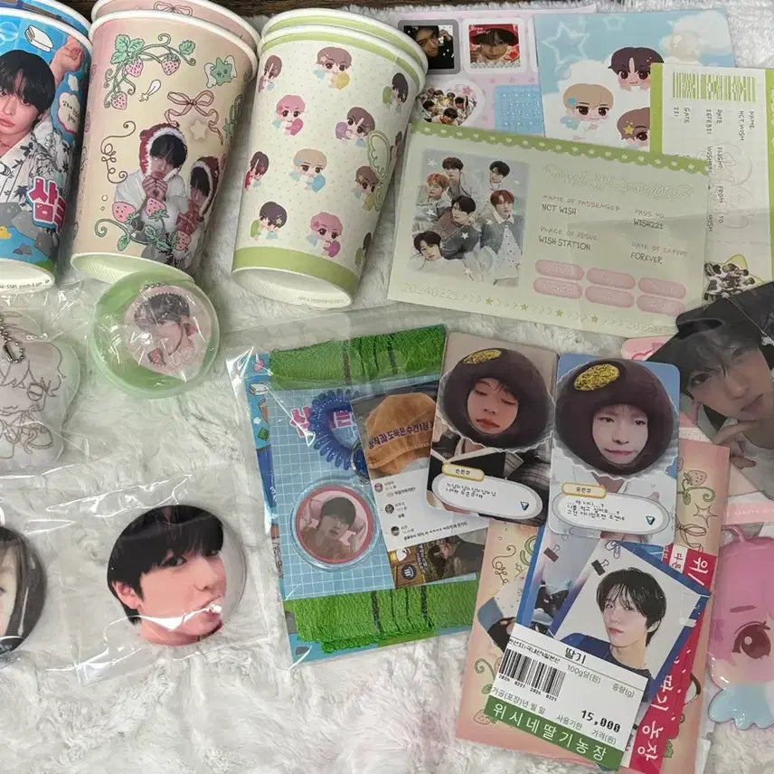 [BUNJANG] NCT WISH 2nd Anniversary POB Bundle Set: Luggage Tag, Pudding Keyring, Pin Badge / 엔시티위시 생카 데카 특전 일괄 양도 러기지택 푸딩키링 말랑핀뱃지