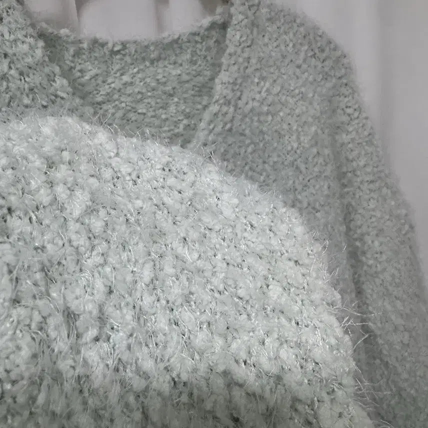 [BUNJANG] Mint Popcorn Knit Sweater / [새상품] 민트색 날개사 팝콘 니트