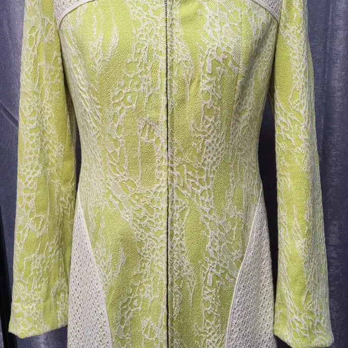 [BUNJANG] Shinwon Lime &amp; White Lace Long Jacket / 신원 씨 라임&amp;화이트 레이스 배색 롱 자켓