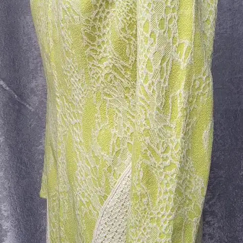 [BUNJANG] Shinwon Lime &amp; White Lace Long Jacket / 신원 씨 라임&amp;화이트 레이스 배색 롱 자켓