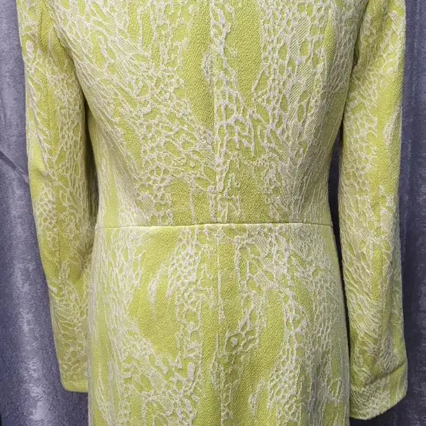 [BUNJANG] Shinwon Lime &amp; White Lace Long Jacket / 신원 씨 라임&amp;화이트 레이스 배색 롱 자켓