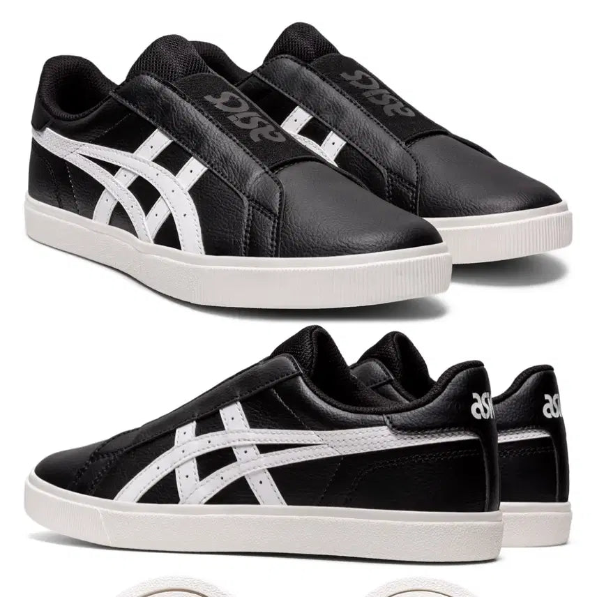 [BUNJANG] Asics Black/White Slip-On Sneakers / 새상품 아식스 블랙/화이트 슬립온 운동화 230사이즈