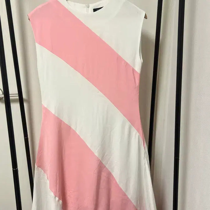 [BUNJANG] Pink/White Striped Long Dress / 핑크/화이트 스트라이프 반팔 원피스 1091