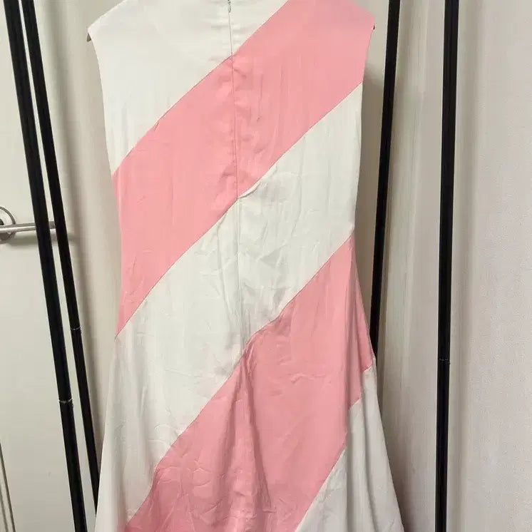 [BUNJANG] Pink/White Striped Long Dress / 핑크/화이트 스트라이프 반팔 원피스 1091