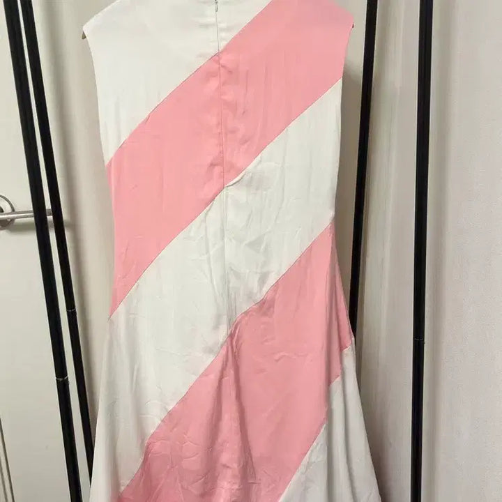 [BUNJANG] Pink/White Striped Long Dress / 핑크/화이트 스트라이프 반팔 원피스 1091