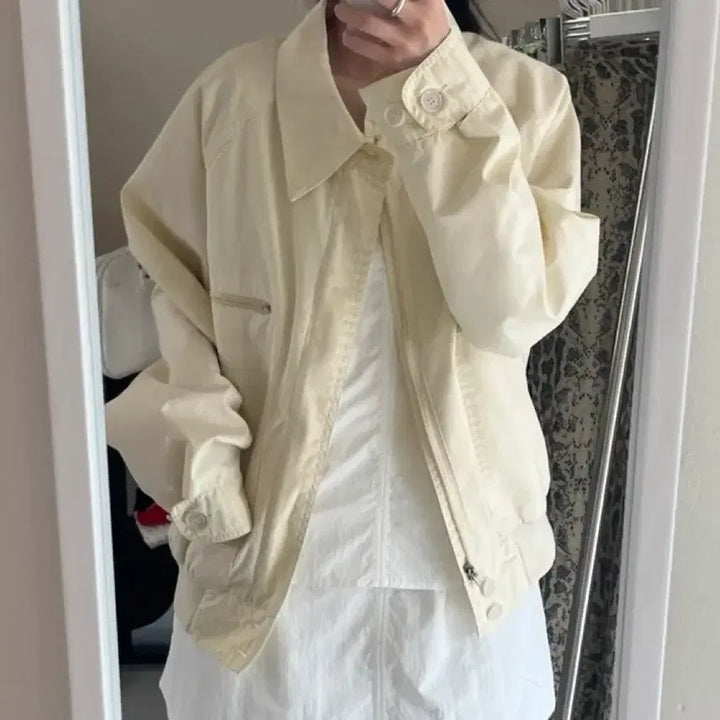 [BUNJANG] Vintage Cream Ivory Blouson Jacket / Vintage blouson jacket 빈티지 블루종 자켓