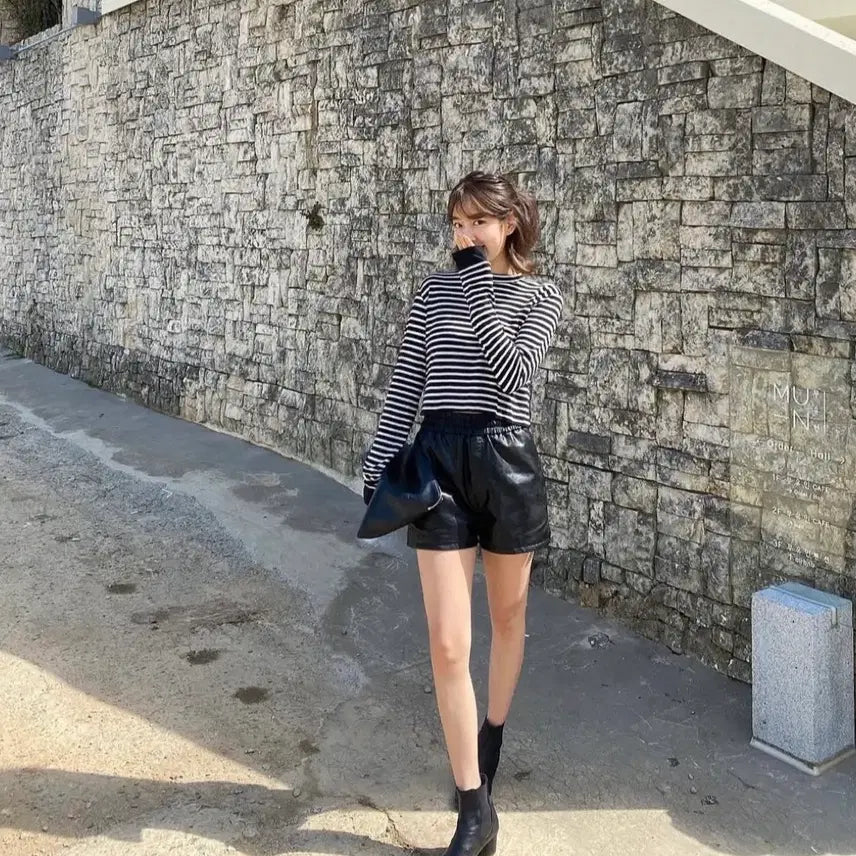 [BUNJANG] Luh A17H Striped Half-Neck T-Shirt / 루흐 a17h 스트라이프 하프넥티