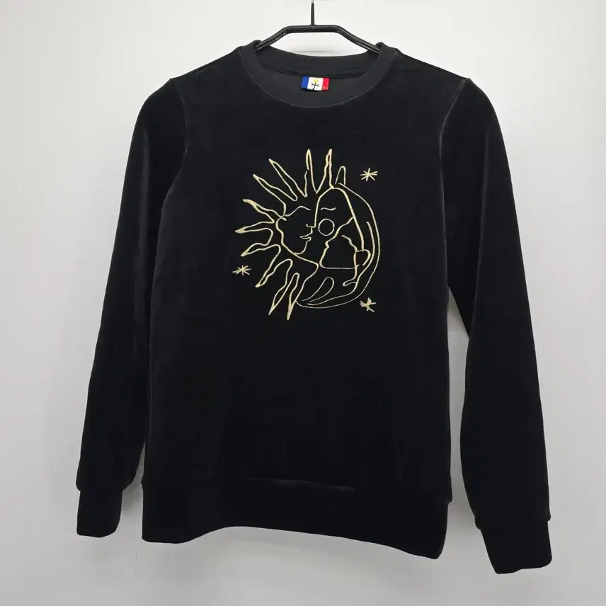 [BUNJANG] Castelbajac Velvet Embroidered Sweatshirt 85 / 까스텔바작 벨벳 자수 포인트 맨투맨 85  (B40057)