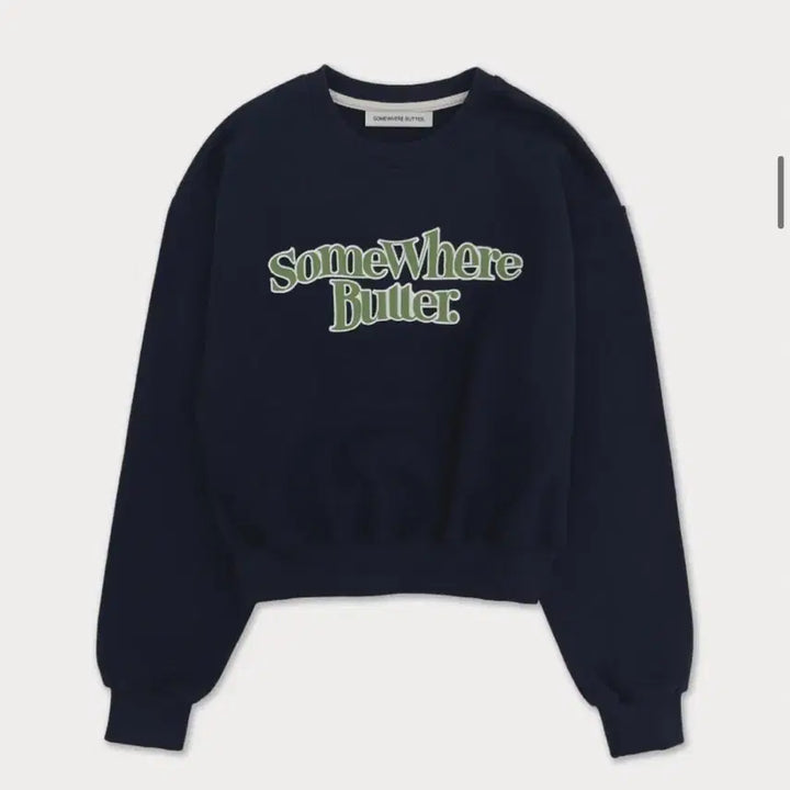 [BUNJANG] Somewhere Butter Navy Cropped Sweatshirt / 썸웨어버터 네이비 맨투맨