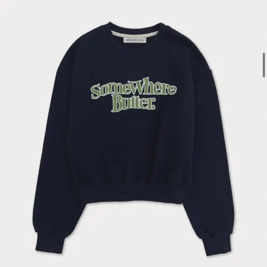 [BUNJANG] Somewhere Butter Navy Cropped Sweatshirt / 썸웨어버터 네이비 맨투맨